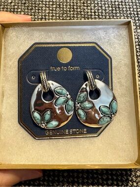 True to Form Turquoise Floral Drop Earrings